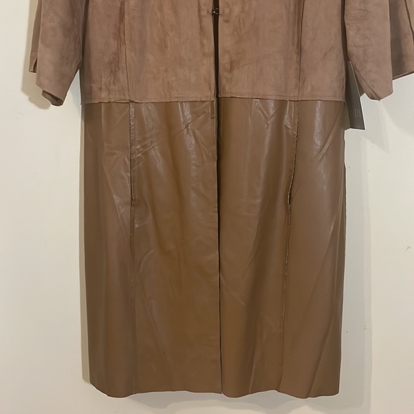 Tuzzi Brown Faux Leather and Suede Long Top Size 8 - Picture 6 of 16